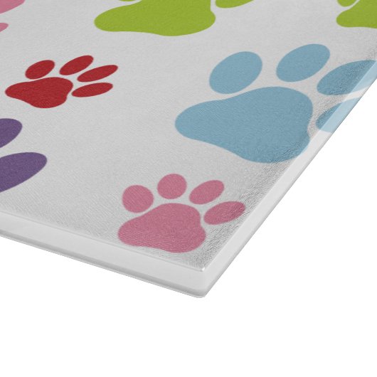 Farbige Paws, Muster, Hundeschlitten, Paw Prints Schneidebrett (Ecke)