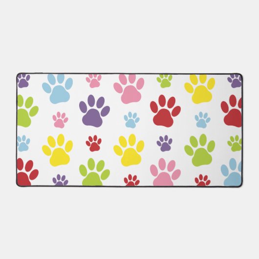 Farbige Paws, Muster, Hundeschlitten, Paw Prints Schreibtischunterlage (Vorderseite)