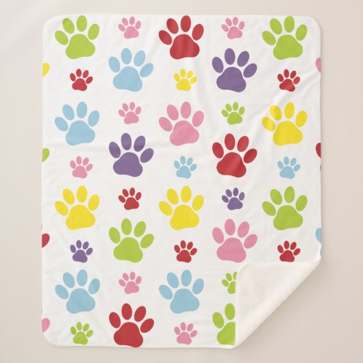 Farbige Paws, Muster, Hundeschlitten, Paw Prints Sherpadecke (Vorderseite)