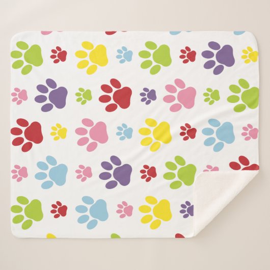 Farbige Paws, Muster, Hundeschlitten, Paw Prints Sherpadecke (Vorderseite (Horizontal))