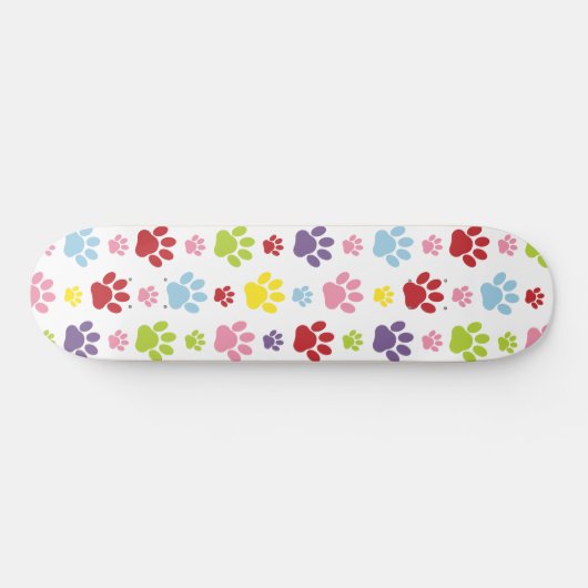 Farbige Paws, Muster, Hundeschlitten, Paw Prints Skateboard (Horizontal)