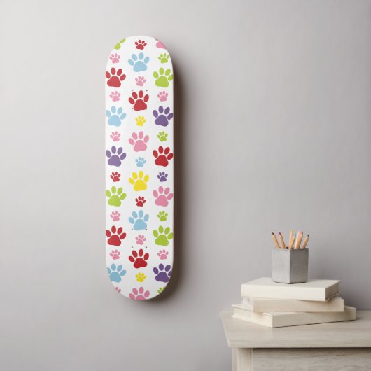 Farbige Paws, Muster, Hundeschlitten, Paw Prints Skateboard (Wandkunst)
