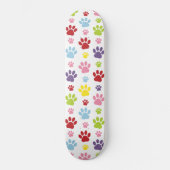 Farbige Paws, Muster, Hundeschlitten, Paw Prints Skateboard (Vorderseite)