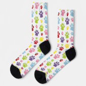 Farbige Paws, Muster, Hundeschlitten, Paw Prints Socken (Linkes Detail)