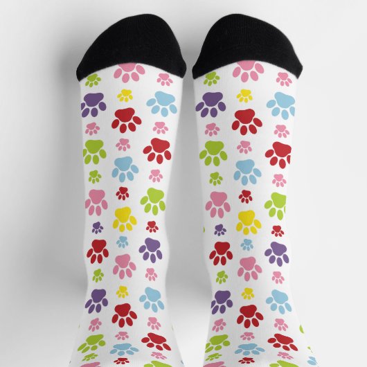 Farbige Paws, Muster, Hundeschlitten, Paw Prints Socken (Oben)