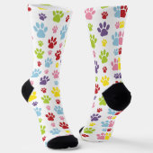 Farbige Paws, Muster, Hundeschlitten, Paw Prints Socken (Gewinkelt)