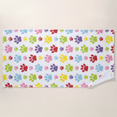 Farbige Paws, Muster, Hundeschlitten, Paw Prints Strandtuch (Vorderseite)