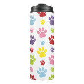 Farbige Paws, Muster, Hundeschlitten, Paw Prints Thermosbecher (Vorderseite)