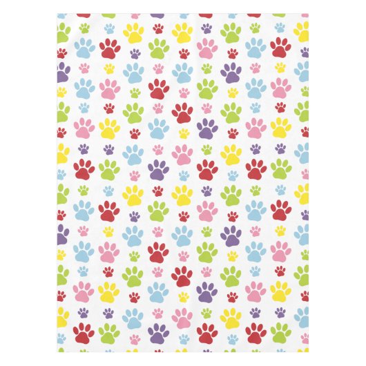 Farbige Paws, Muster, Hundeschlitten, Paw Prints Tischdecke (Vorderseite)