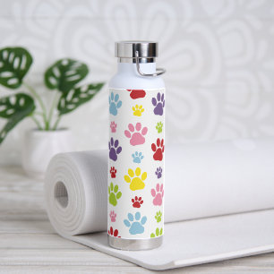 Farbige Paws, Muster, Hundeschlitten, Paw Prints Trinkflasche