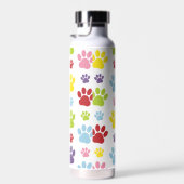 Farbige Paws, Muster, Hundeschlitten, Paw Prints Trinkflasche (Rechts)