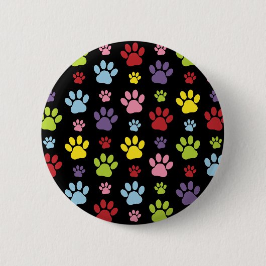Farbige Paws, Muster, Paw Prints, Hundeschrauben Button (Vorderseite)