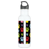 Farbige Paws, Muster, Paw Prints, Hundeschrauben Edelstahlflasche (Rückseite)