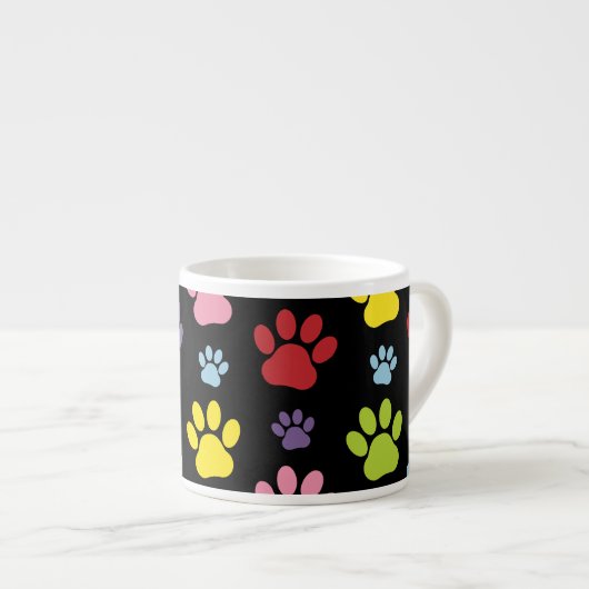 Farbige Paws, Muster, Paw Prints, Hundeschrauben Espressotasse (Vorderseite Rechts)