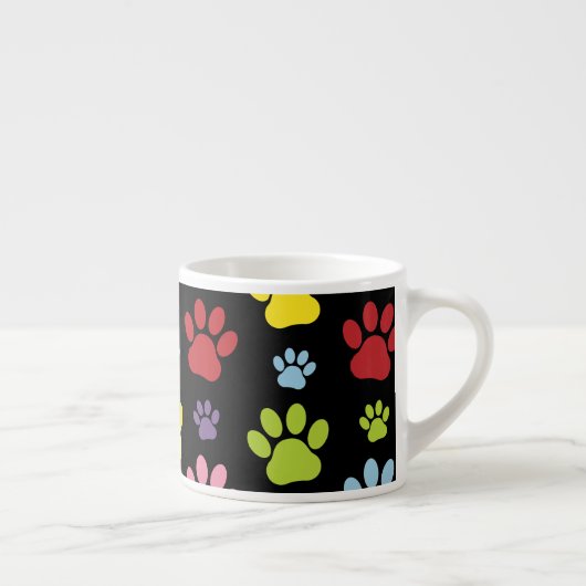 Farbige Paws, Muster, Paw Prints, Hundeschrauben Espressotasse (Rechts)