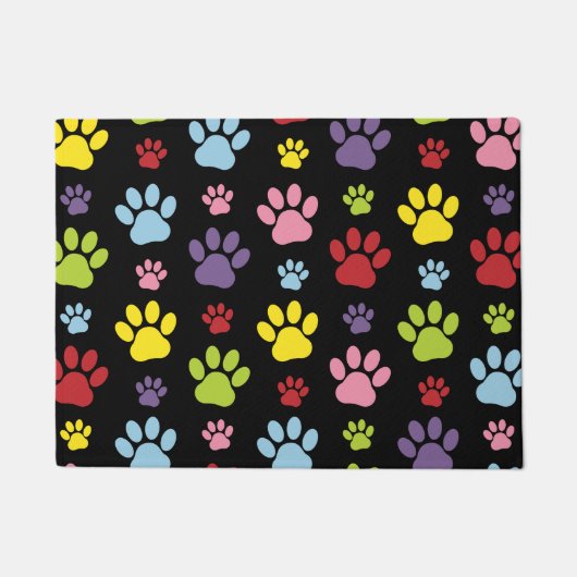 Farbige Paws, Muster, Paw Prints, Hundeschrauben Fußmatte (Vorderseite)