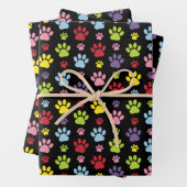 Farbige Paws, Muster, Paw Prints, Hundeschrauben Geschenkpapier Set (Beispiel)