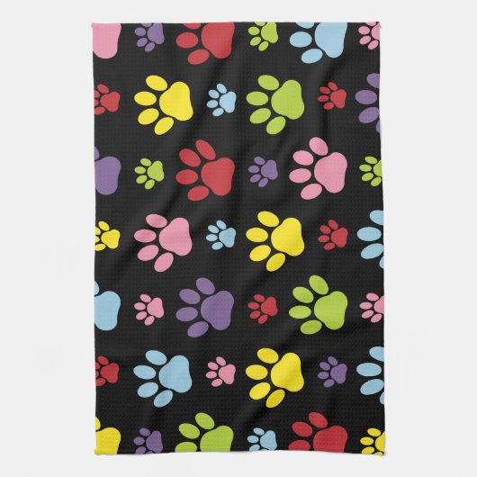 Farbige Paws, Muster, Paw Prints, Hundeschrauben Geschirrtuch (Vertikal)