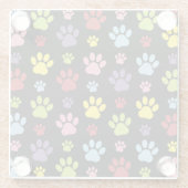 Farbige Paws, Muster, Paw Prints, Hundeschrauben Glasuntersetzer (Rückseite)