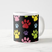 Farbige Paws, Muster, Paw Prints, Hundeschrauben Jumbo-Tasse (Vorderseite Rechts)