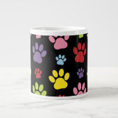 Farbige Paws, Muster, Paw Prints, Hundeschrauben Jumbo-Tasse (Vorderseite)
