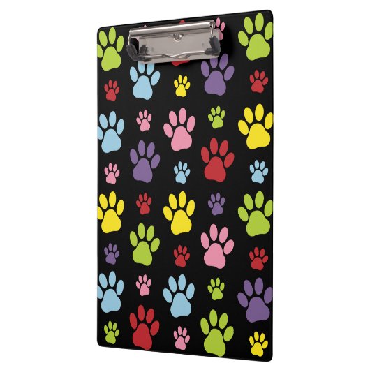 Farbige Paws, Muster, Paw Prints, Hundeschrauben Klemmbrett (Links)