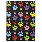 Farbige Paws, Muster, Paw Prints, Hundeschrauben Klemmbrett (Rückseite)