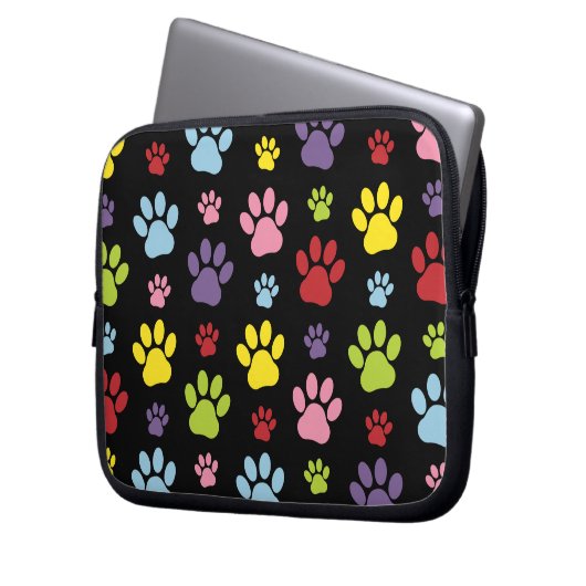 Farbige Paws, Muster, Paw Prints, Hundeschrauben Laptopschutzhülle (Vorderseite Links)