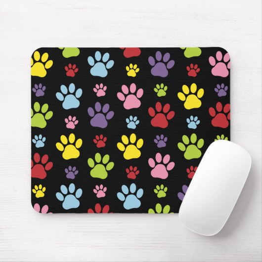 Farbige Paws, Muster, Paw Prints, Hundeschrauben Mousepad (Mit Mouse)