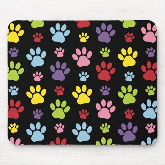 Farbige Paws, Muster, Paw Prints, Hundeschrauben Mousepad (Vorne)