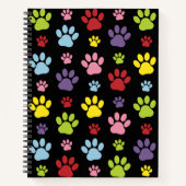 Farbige Paws, Muster, Paw Prints, Hundeschrauben Notizblock (Vorderseite)