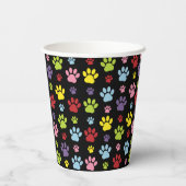Farbige Paws, Muster, Paw Prints, Hundeschrauben Pappbecher (Rückseite)