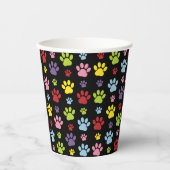 Farbige Paws, Muster, Paw Prints, Hundeschrauben Pappbecher (Vorderseite)