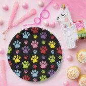 Farbige Paws, Muster, Paw Prints, Hundeschrauben Pappteller (Party)