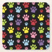 Farbige Paws, Muster, Paw Prints, Hundeschrauben Rechteckiger Pappuntersetzer (Vorderseite)