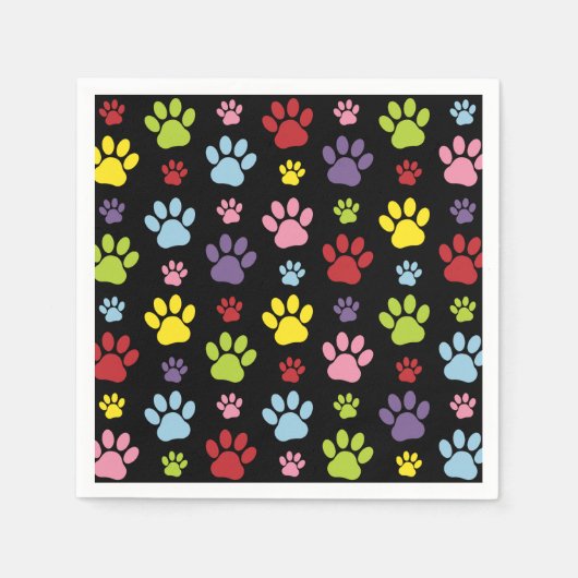 Farbige Paws, Muster, Paw Prints, Hundeschrauben Serviette (Vorderseite)