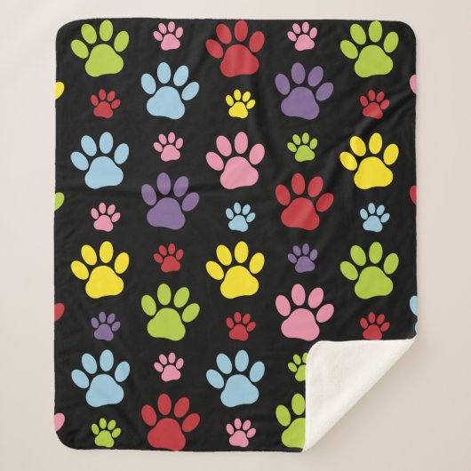 Farbige Paws, Muster, Paw Prints, Hundeschrauben Sherpadecke (Vorderseite)