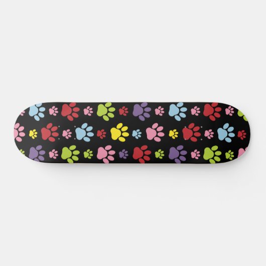 Farbige Paws, Muster, Paw Prints, Hundeschrauben Skateboard (Horizontal)