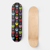 Farbige Paws, Muster, Paw Prints, Hundeschrauben Skateboard (Vorderseite)