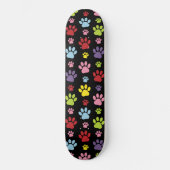 Farbige Paws, Muster, Paw Prints, Hundeschrauben Skateboard (Vorderseite)