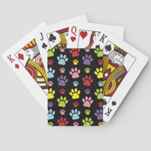 Farbige Paws, Muster, Paw Prints, Hundeschrauben Spielkarten