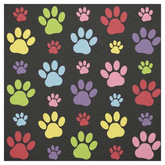 Farbige Paws, Muster, Paw Prints, Hundeschrauben Stoff (Muster)