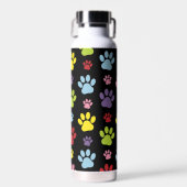 Farbige Paws, Muster, Paw Prints, Hundeschrauben Trinkflasche (Vorne)