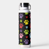 Farbige Paws, Muster, Paw Prints, Hundeschrauben Trinkflasche (Rückseite)