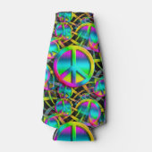 Farbige PEACE nahtlose Muster + Ihre Ideen Flaschenkühler (Vorderseite)