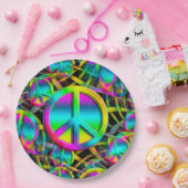 Farbige PEACE nahtlose Muster + Ihre Ideen Pappteller (Party)