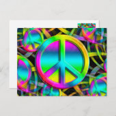 Farbige PEACE nahtlose Muster + Ihre Ideen Postkarte (Vorne/Hinten)