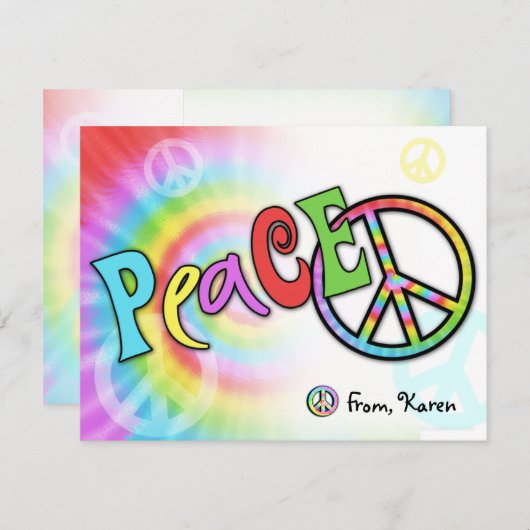 Farbige PEACE Note Card Mitteilungskarte (Vorne/Hinten)