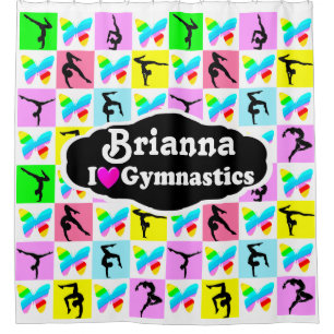 FARBIGE PERSONALISIERT GYMNAST-DUSCHKURTAN DUSCHVORHANG