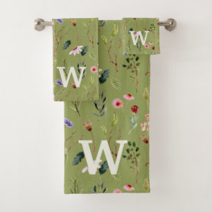 Farbige, Personalisierte Monogramm der Blutblume g Badhandtuch Set